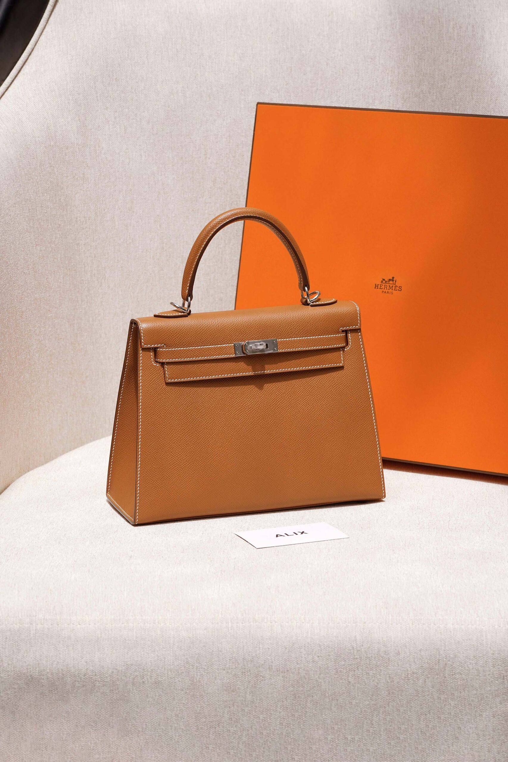 HERMES KELLY - 25 - GOLD - EPSOM - PHW