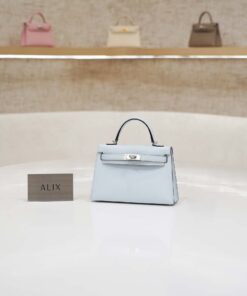 HERMES KELLY - MINI - BLUE BRUME - EPSOM - PHW