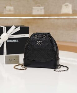 CHANEL GABRIELLE BACKPACK - SMALL - BLACK - SHINY CALFSKIN - RUTHENIUM