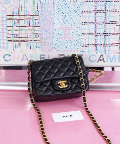 CHANEL CLASSIC - MINI - BLACK - LAMBSKIN - GOLD