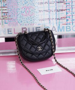 CHANEL FLAP BAG 25C - BLACK - LAMBSKIN - GOLD CHAMPAGNE