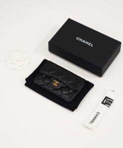 CHANEL WALLET CARD HOLDER – MINI – BLACK – CAVIAR – GOLD