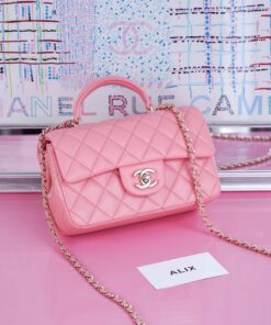 CHANEL TOP HANDLE - MINI - PINK - LAMBSKIN - GOLD CHAMPAGNE