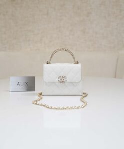 CHANEL KELLY 23P – WHITE – CAVIAR – GOLD CHAMPAGNE