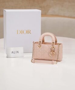 DIOR LADY D-JOY – MICRO – POWDER PINK – LAMBSKIN – GOLD