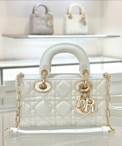 DIOR LADY D-JOY – NANO – WHITE - LAMBSKIN – GOLD