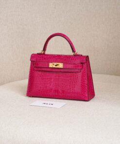 HERMES KELLY – MINI – ROSE EXTRME – ALLIGATOR – GHW