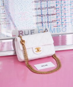 CHANEL FLAP BAG WITH CHAIN 23P – SMALL – WHITE – CAVIAR – GOLD
