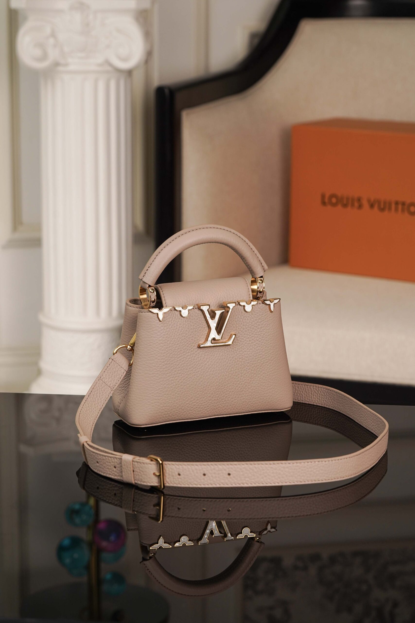 LV CAPUCINES – MINI – GALET GRAY – TAURILLON – GOLD