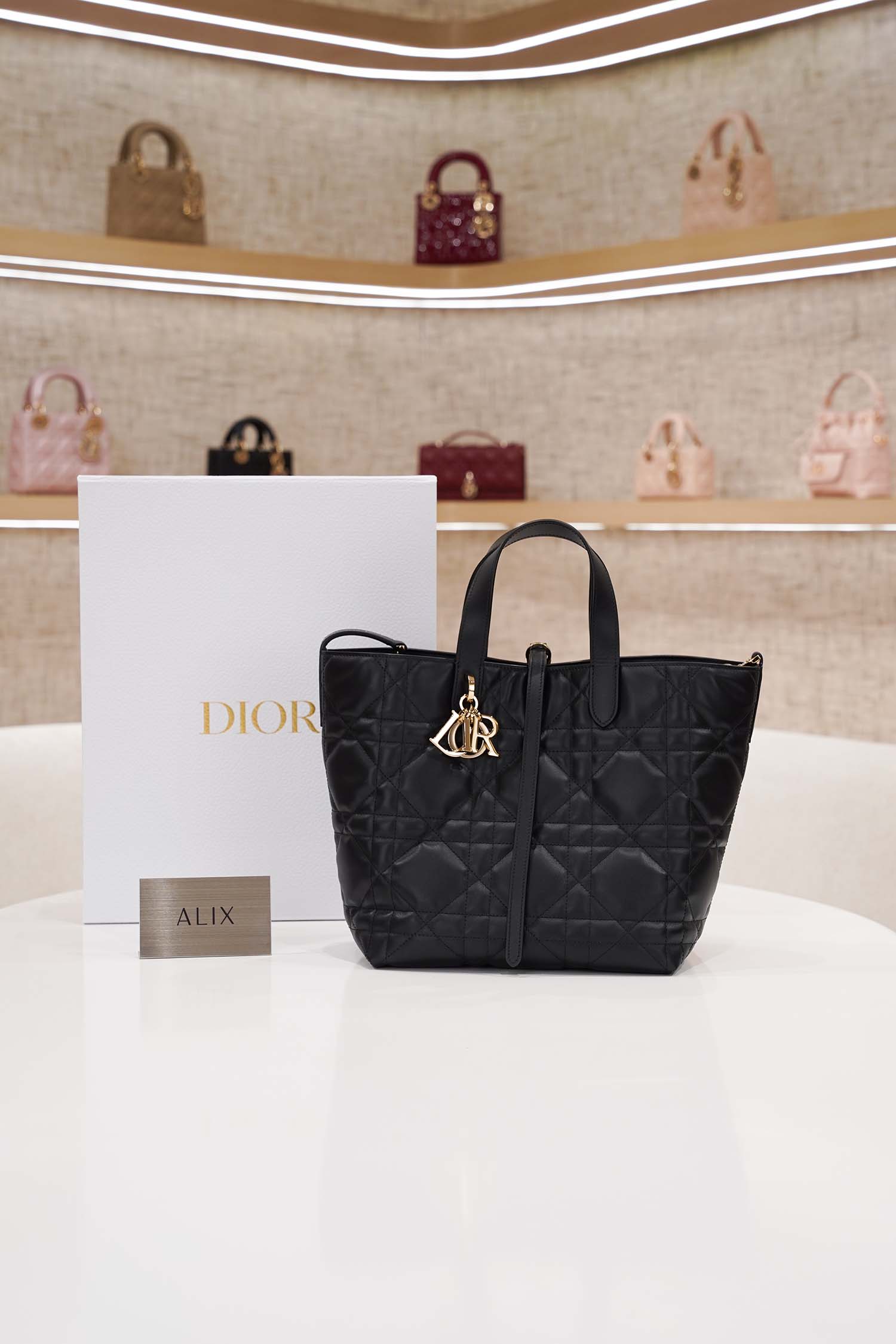 DIOR TOUJOURS BAG – MEDIUM – BLACK – CALFSKIN – GOLD