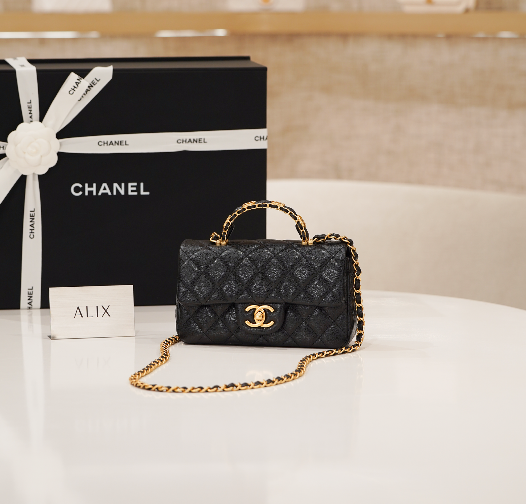 CHANEL TOP HANDLE 25B – BLACK – CAVIAR – GOLD