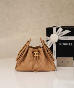 CHANEL 25 – MINI – DARK BEIGE – CAVIAR – AGED GOLD