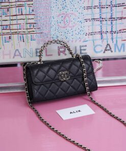 CHANEL KELLY TOP HANDLE 25S – BLACK – CAVIAR – GOLD CHAMPAGNE