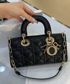 DIOR LADY D-JOY – SMALL – BLACK – LAMBSKIN – GOLD