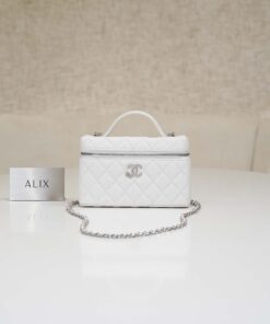 CHANEL VANITY HANDLE – WHITE – CAVIAR – GOLD CHAMPAGNE