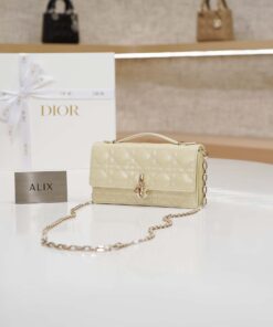 DIOR MISS MINI BAG – LATTE – PATENT CANNAGE CALFSKIN – GOLD