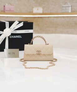 CHANEL KELLY TOP HANDLE 25S – DARK BEIGE – CAVIAR – GOLD CHAMPAGNE