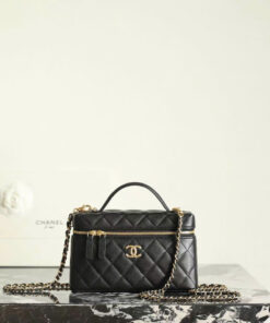 CHANEL VANITY HANDLE - BLACK - CAVIAR - GOLD