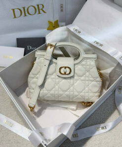 DIOR JOLIE TOP HANDLE - MINI - WHITE - GOLD